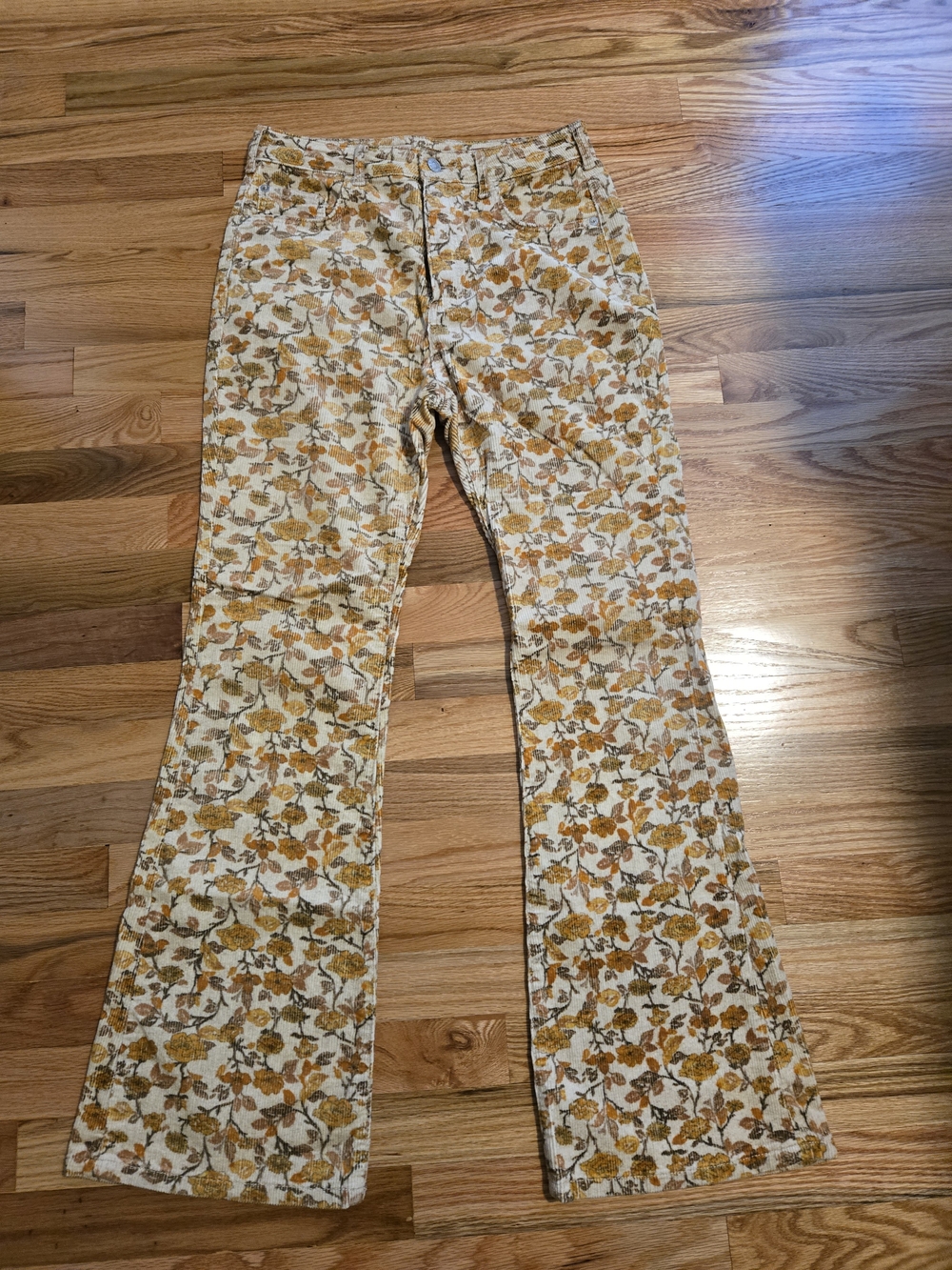 Pilcro Yellow Floral Boot Cut Pants
